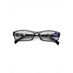 A Pair Of Gray Plastic Reading Glasses With A Blue Light Filler. +3.0 Mag.